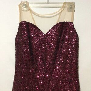 Windsor Gown Womens Sm Formal Full Length Burgundy Rose Gold Ombre Sequin Prom